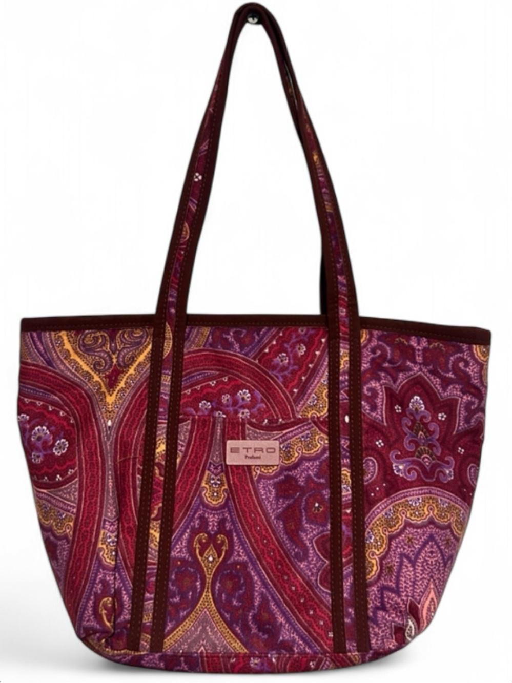 NEW ETRO Milano Profumi Paisley Velvet Tote Bag Purple Burgundy - Made in Italy